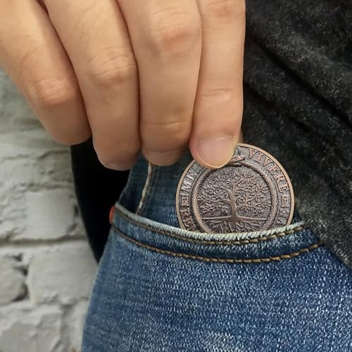 Memento Mori Memento Vivere Coin – 3D Skull Stoic Reminder Token with Tree of Life & Ouroboros, Zinc Alloy Challenge Coin for Daily Inspiration