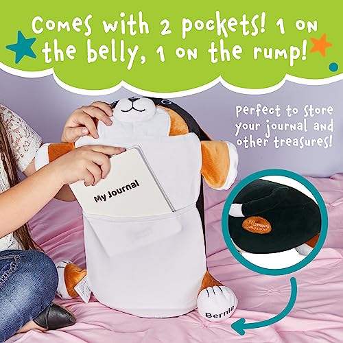 MEMORY MATES Bernie the Bernese Dog Memory Foam Pillow Plush – 15" Stuffed Animal with Hidden Journal Pocket
