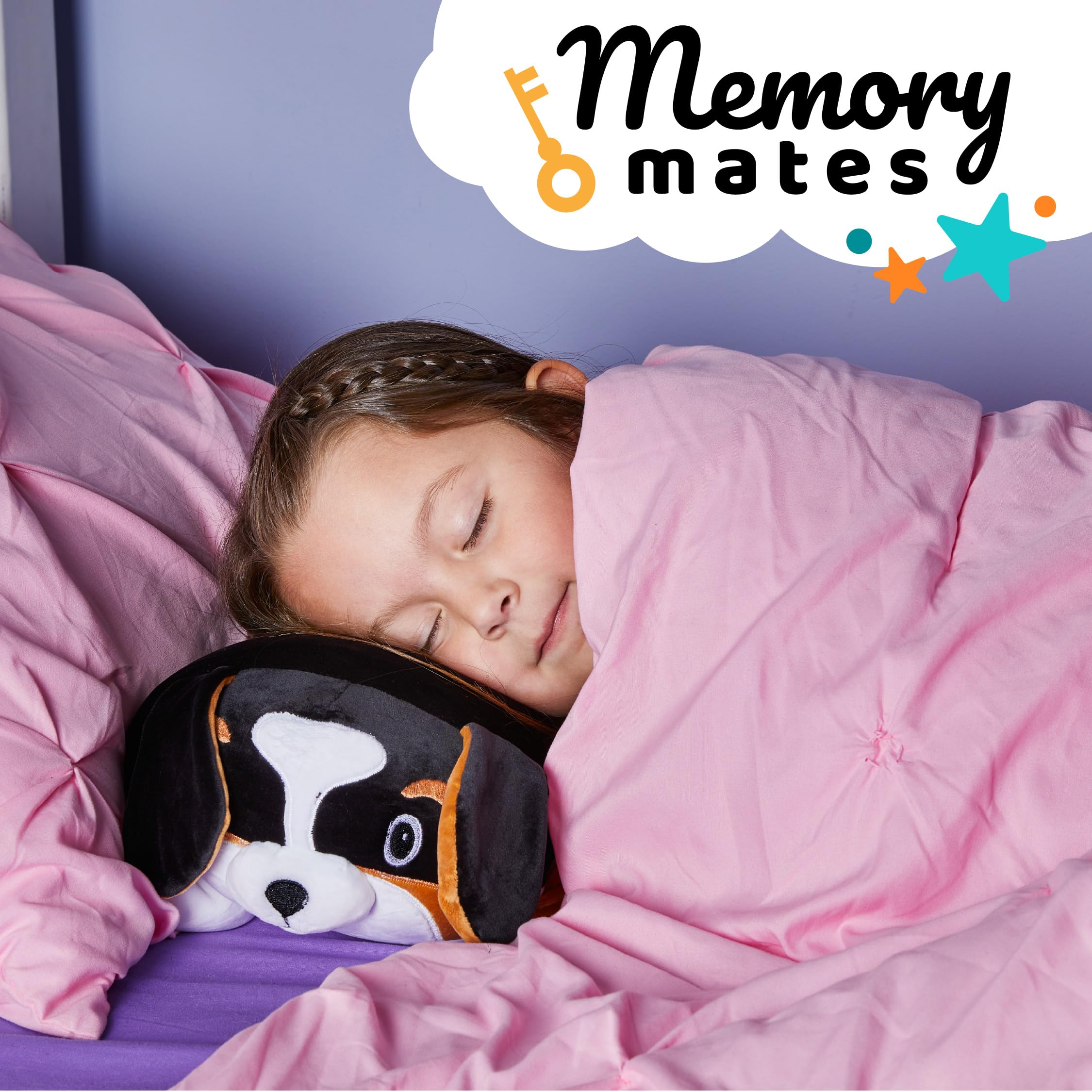 MEMORY MATES Bernie the Bernese Dog Memory Foam Pillow Plush – 15" Stuffed Animal with Hidden Journal Pocket
