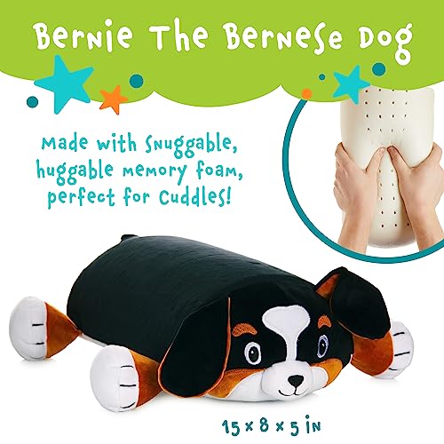 MEMORY MATES Bernie the Bernese Dog Memory Foam Pillow Plush – 15" Stuffed Animal with Hidden Journal Pocket