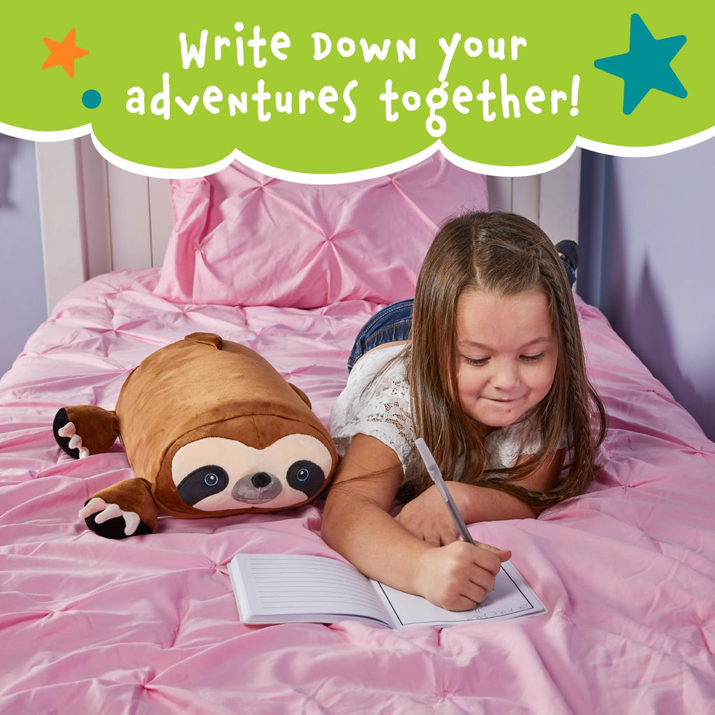 MEMORY MATES Lynn the Sloth Memory Foam Pillow Plush with Diary and Storage Pockets, 15-Inch Stuffed Animal