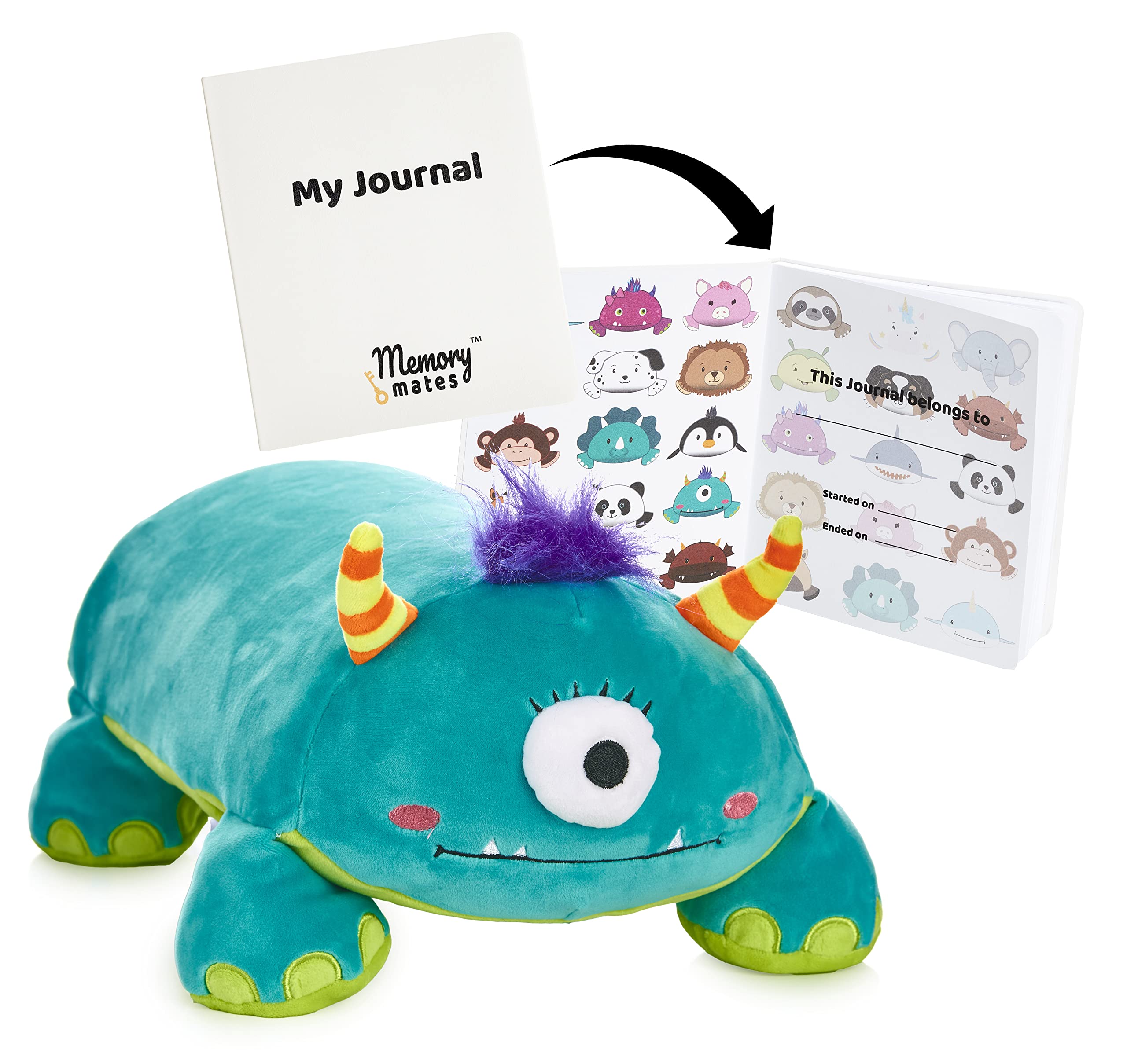 MEMORY MATES Tata the One-Eyed Monster: 15-Inch Memory Foam Pillow Plush with Hidden Diary Pocket