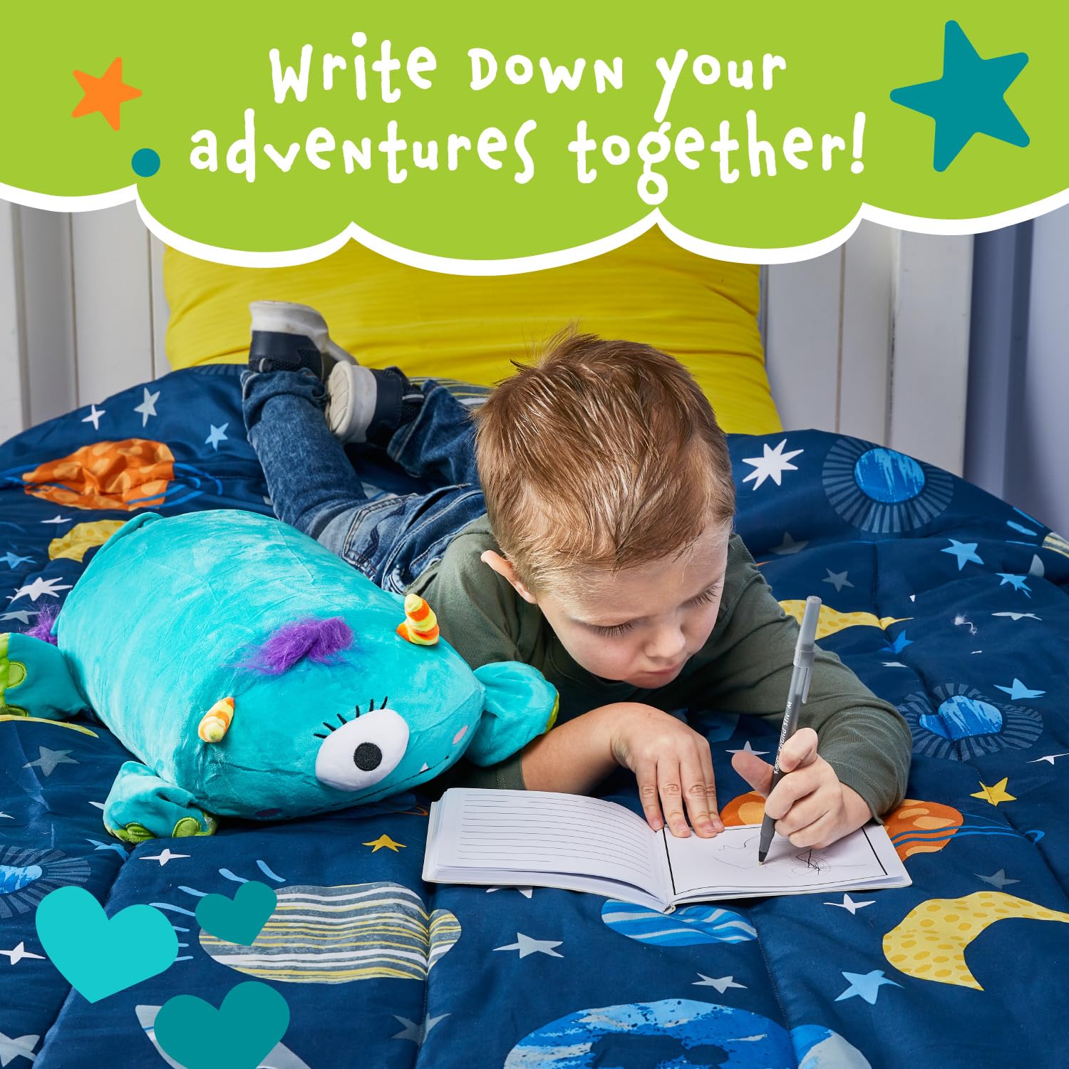 MEMORY MATES Tata the One-Eyed Monster: 15-Inch Memory Foam Pillow Plush with Hidden Diary Pocket
