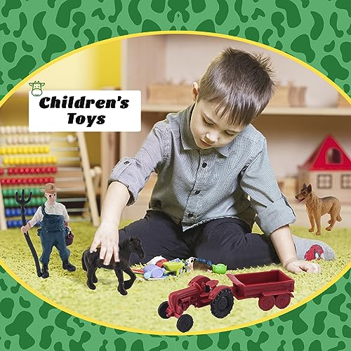 MEMOVAN 10-Piece Mini Farm Toy Set with Tractor, Barn, Animals & Farmer - Cake Toppers & Imaginative Play