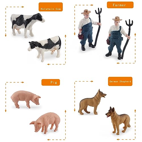 MEMOVAN 10-Piece Mini Farm Toy Set with Tractor, Barn, Animals & Farmer - Cake Toppers & Imaginative Play