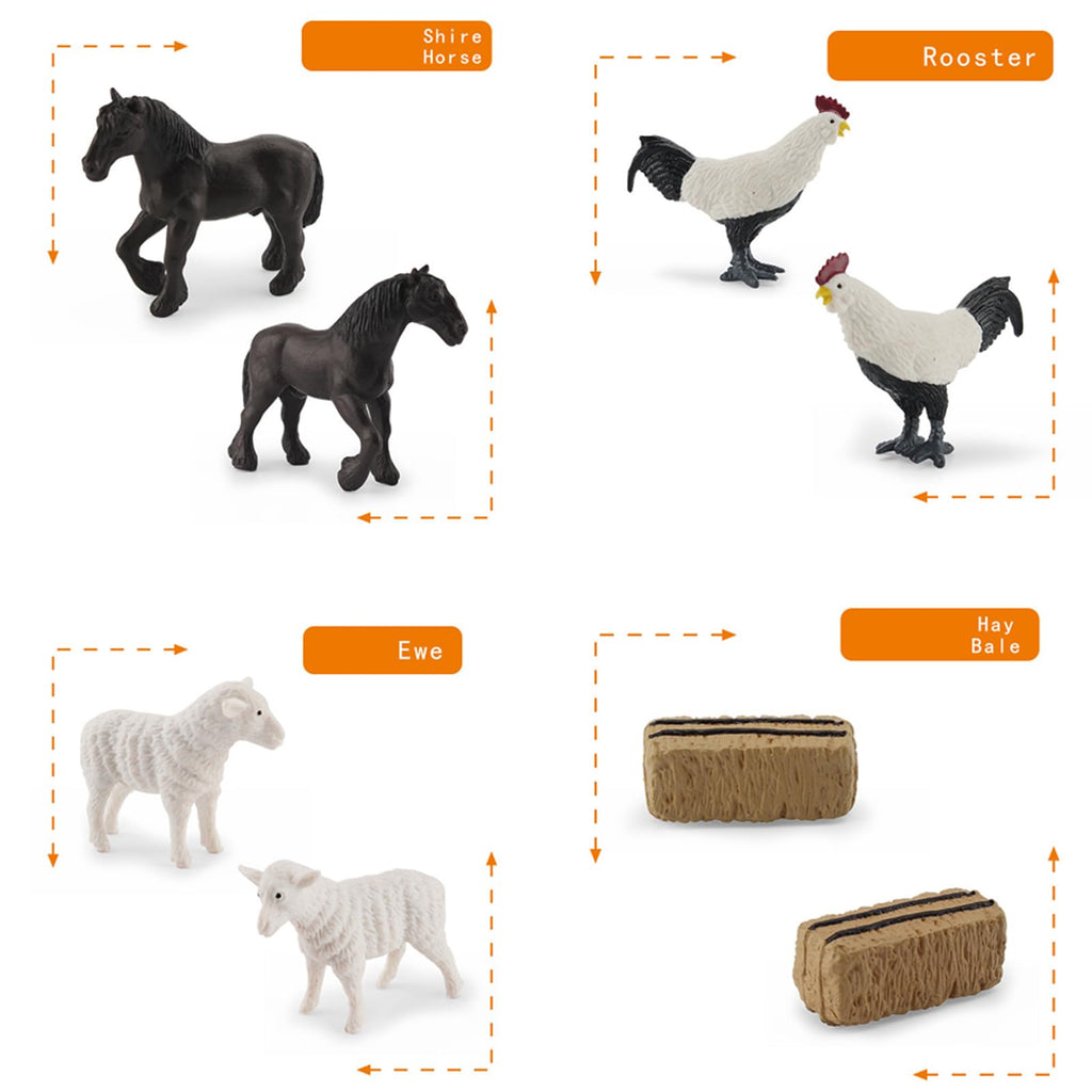 MEMOVAN 10-Piece Mini Farm Toy Set with Tractor, Barn, Animals & Farmer - Cake Toppers & Imaginative Play