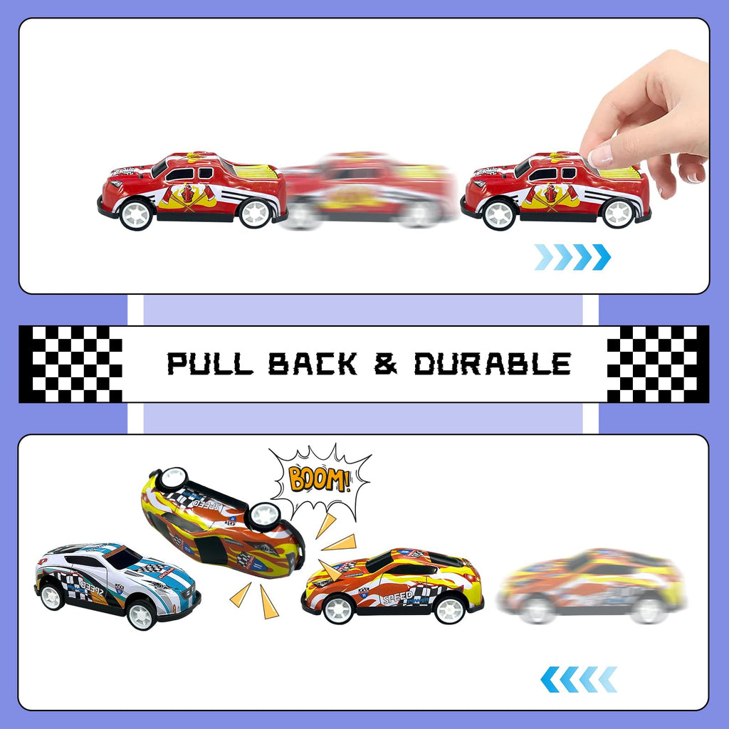 MEMOVAN 24-Piece Race Car Cake Toppers Set with Checkered Flags and Trophy for Racing Birthday Party