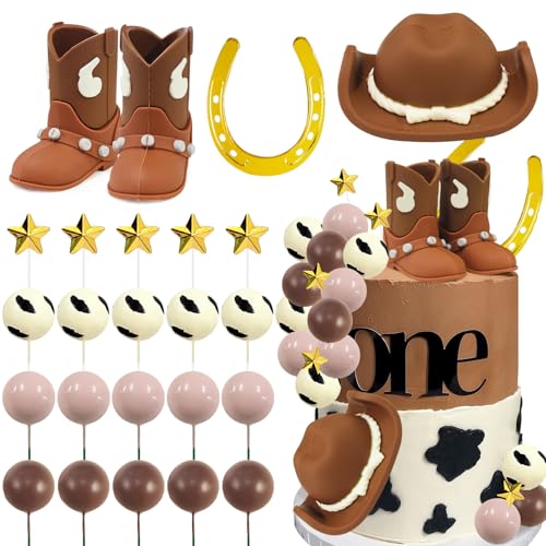 MEMOVAN 24PCS Cowboy Rodeo Cake Topper - Western Cake Decorations Set