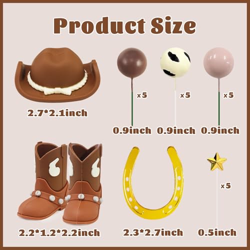 MEMOVAN 24PCS Cowboy Rodeo Cake Topper - Western Cake Decorations Set