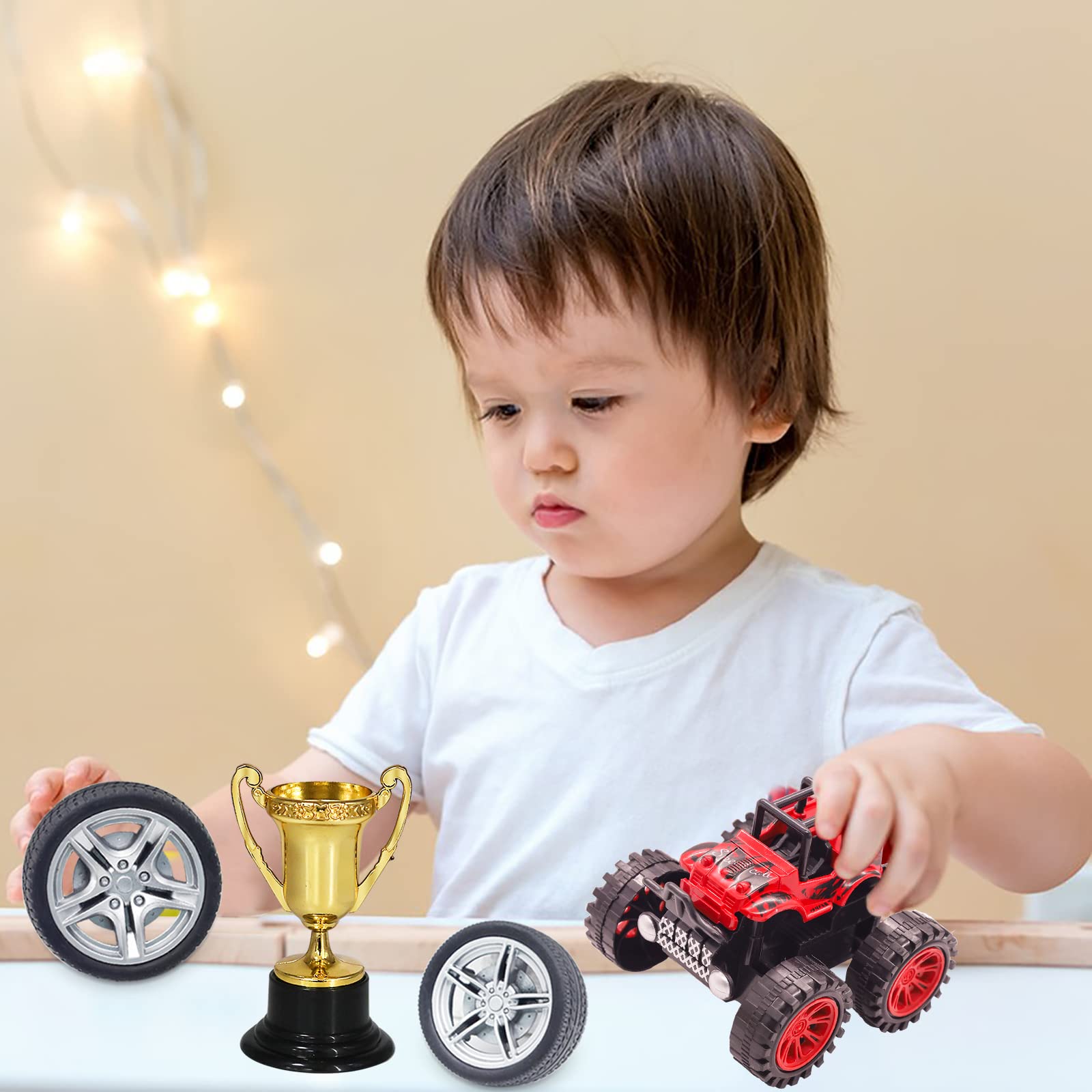 MEMOVAN 30-Piece Truck Cake Toppers Set for Racing Birthday Party