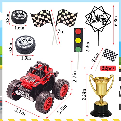 MEMOVAN 30-Piece Truck Cake Toppers Set for Racing Birthday Party