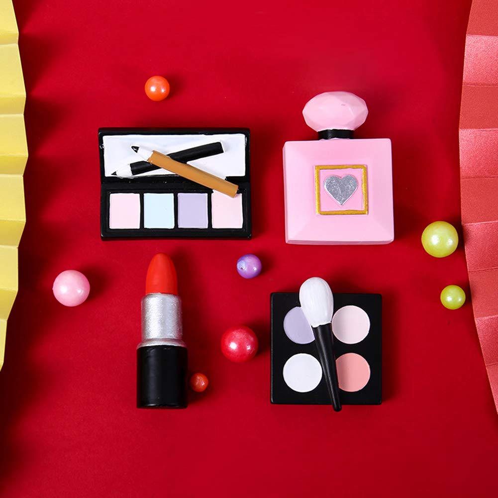 MEMOVAN 4-Pack Resin Makeup Cake Toppers for Bridal Shower & Bachelorette Party - Lipstick, Perfume, Eyeshadow & Blush