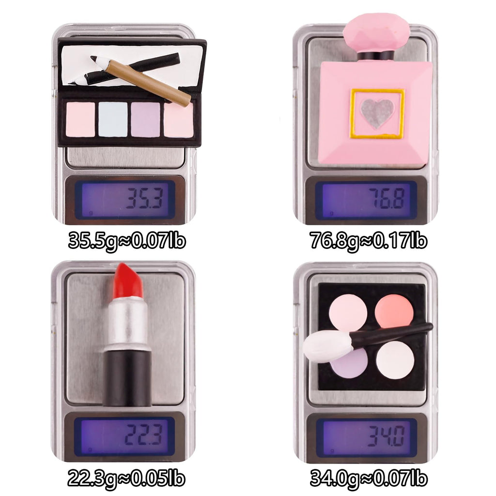 MEMOVAN 4-Pack Resin Makeup Cake Toppers for Bridal Shower & Bachelorette Party - Lipstick, Perfume, Eyeshadow & Blush