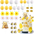 MEMOVAN Winnie the Pooh Cake Topper Set – 33 Pieces with Acrylic Sign, Bees, Daisies, and Balls for Baby Shower & Birthday