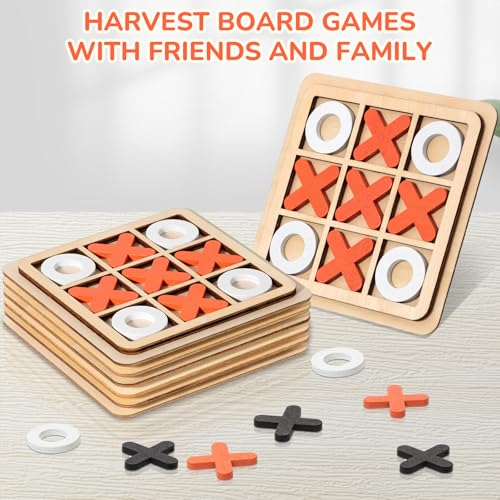 Meooeck 6-Pack Mini Wooden Tic Tac Toe Games – Portable Classic XO Board Games for Parties, Favors, Travel
