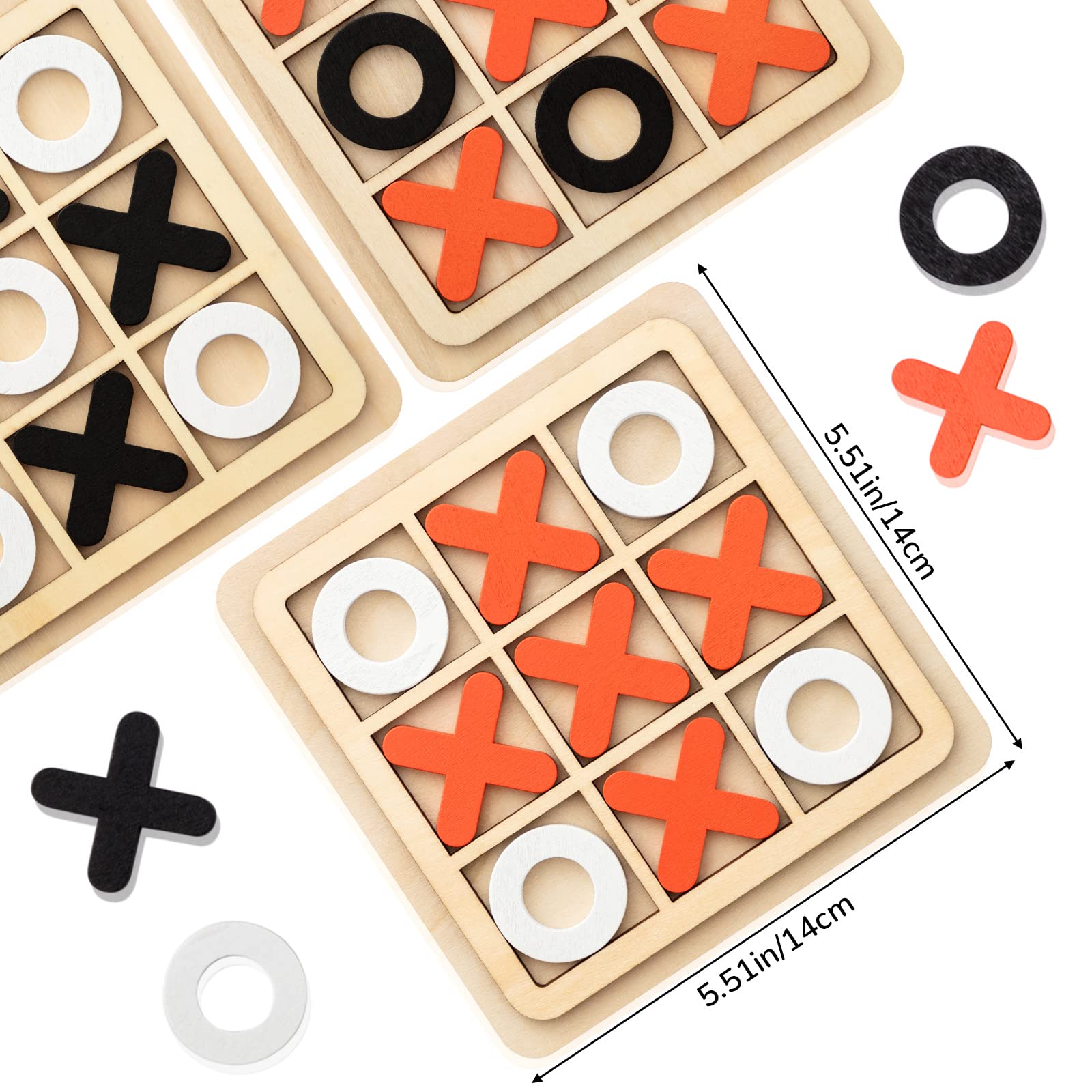 Meooeck 6-Pack Mini Wooden Tic Tac Toe Games – Portable Classic XO Board Games for Parties, Favors, Travel