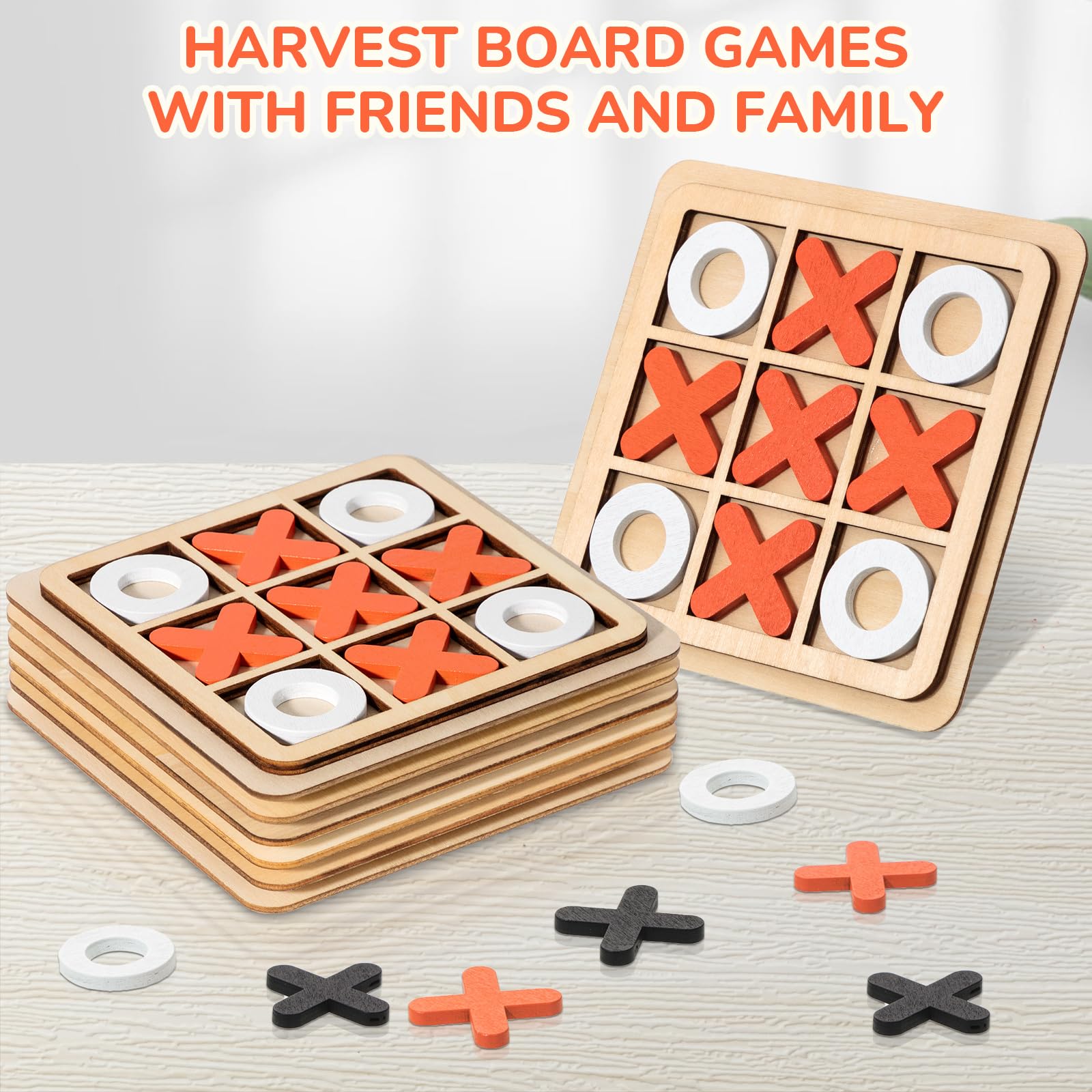 Meooeck 6-Pack Mini Wooden Tic Tac Toe Games – Portable Classic XO Board Games for Parties, Favors, Travel