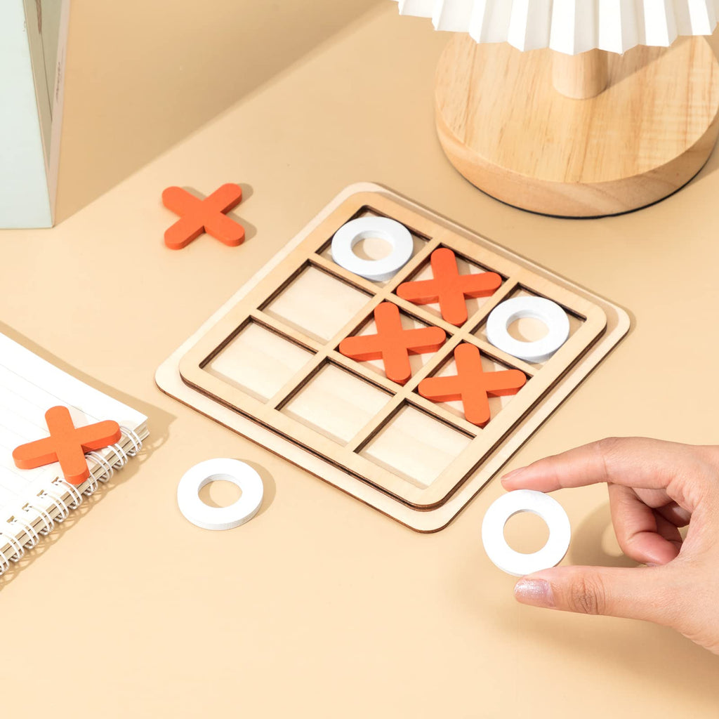 Meooeck 6-Pack Mini Wooden Tic Tac Toe Games – Portable Classic XO Board Games for Parties, Favors, Travel