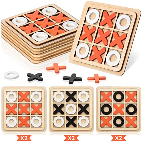 Meooeck 6-Pack Mini Wooden Tic Tac Toe Games – Portable Classic XO Board Games for Parties, Favors, Travel