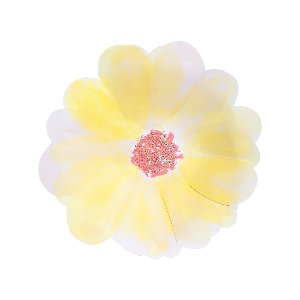 Meri Meri Flower Garden Floral Paper Plates – Pack of 8 Disposable Dinner Plates with Gold Foil Detail