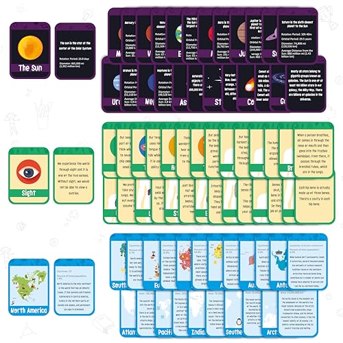 merka Science Flash Cards for Kids – 90-Count Waterproof Deck Covering Solar System, Human Anatomy & Geography