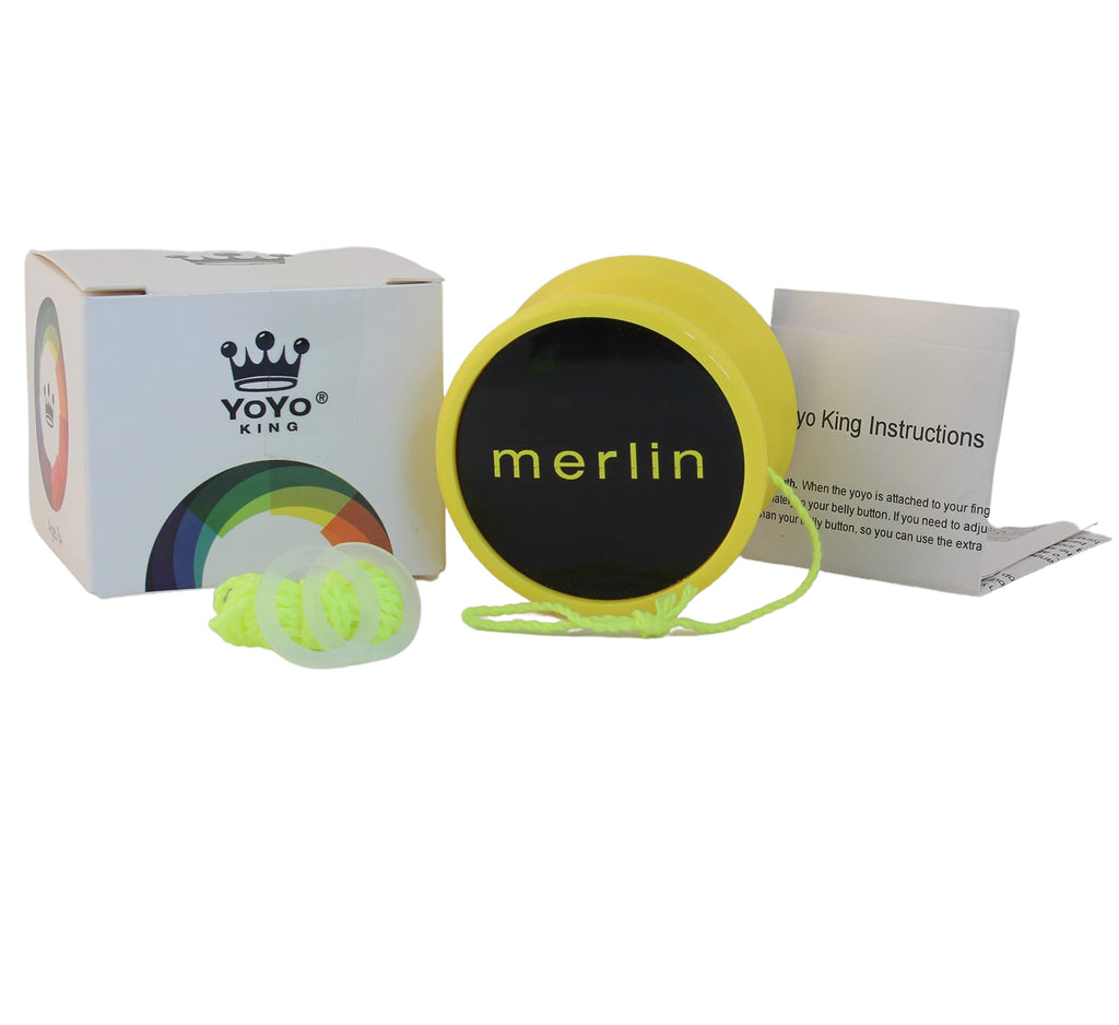Merlin Responsive Yo-Yo by Yoyo King – Beginner-Friendly with Narrow C Bearing, Silicone Response & Extra String (Yellow)