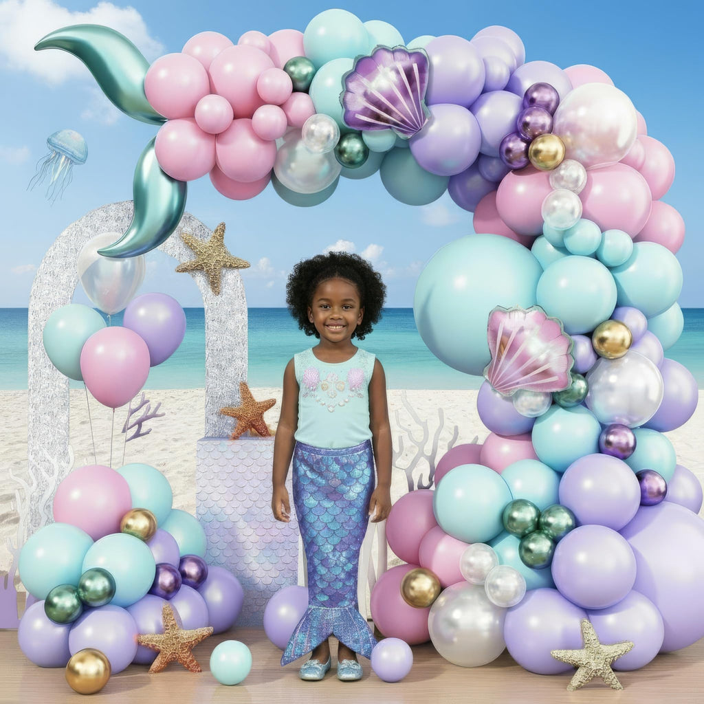Mermaid Balloon Garland Arch Kit – 106 Piece Under the Sea Party Decorations with Foil Balloons by Vellax