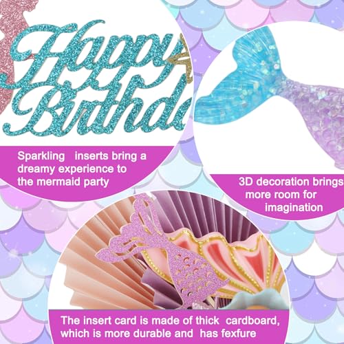Mermaid Cake Topper Set 31-Piece with Mermaid Tail Candle, Ocean Cake Decorations for Birthday Parties by XLMJDZQ