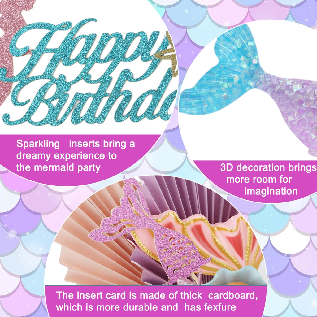 Mermaid Cake Topper Set 31-Piece with Mermaid Tail Candle, Ocean Cake Decorations for Birthday Parties by XLMJDZQ