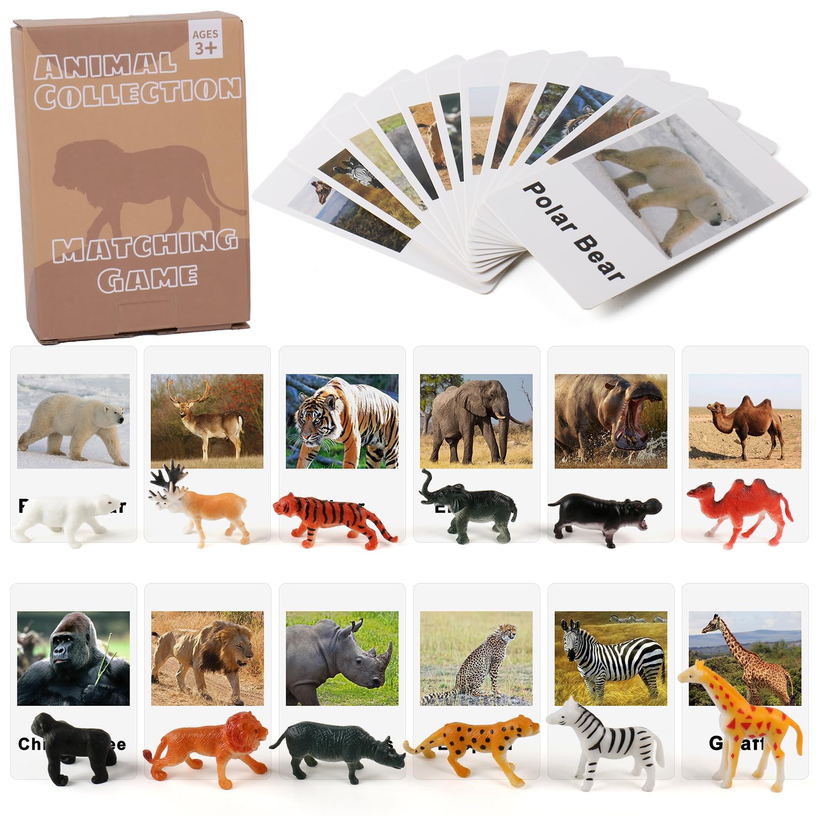 MEROCO Montessori Animal Match – Forest Animal Figurines with Matching Cards for Toddlers and Preschoolers