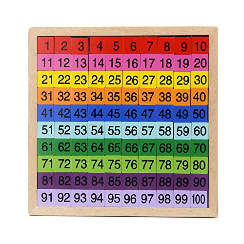 MERRYHEART Montessori Hundred Board: Wooden Counting Toy for Kids Ages 3+