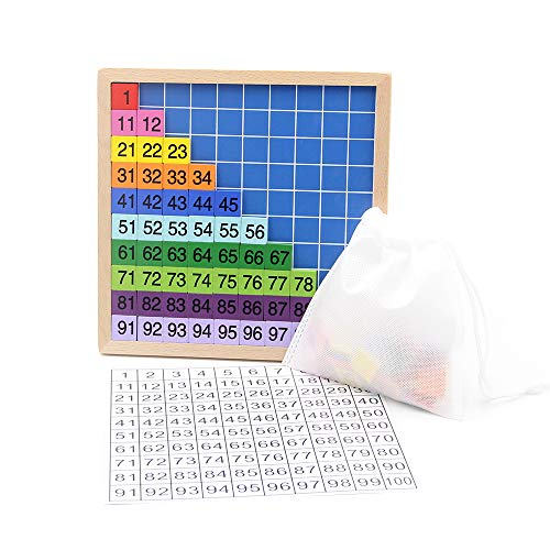 MERRYHEART Montessori Hundred Board: Wooden Counting Toy for Kids Ages 3+
