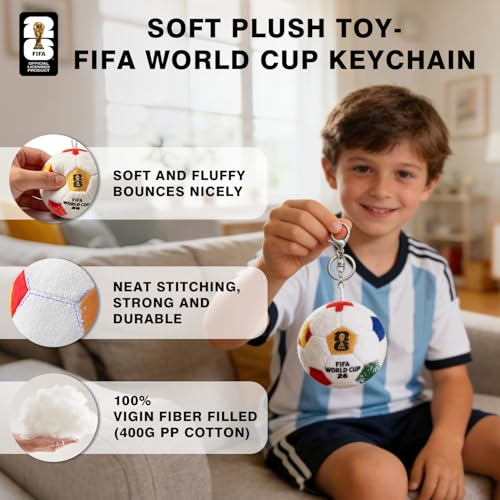 MESUCA 2026 World Cup Soccer Plush – Official 4.7-Inch Soft Pillow Toy with Trophy & Flags