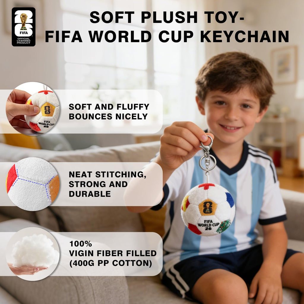 MESUCA 2026 World Cup Soccer Plush – Official 4.7-Inch Soft Pillow Toy with Trophy & Flags
