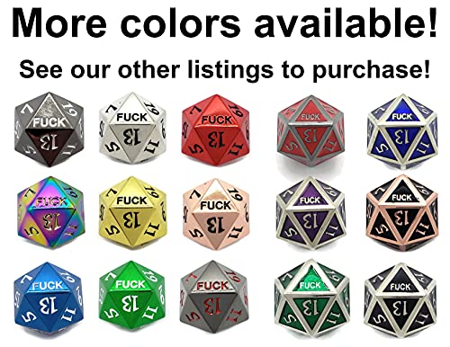 Metal D20 F*** Dice – Heavy Zinc Alloy Critical Fail Die for D&D, Pathfinder (Black)