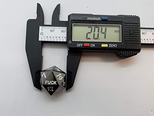 Metal D20 F*** Dice – Heavy Zinc Alloy Critical Fail Die for D&D, Pathfinder (Black)