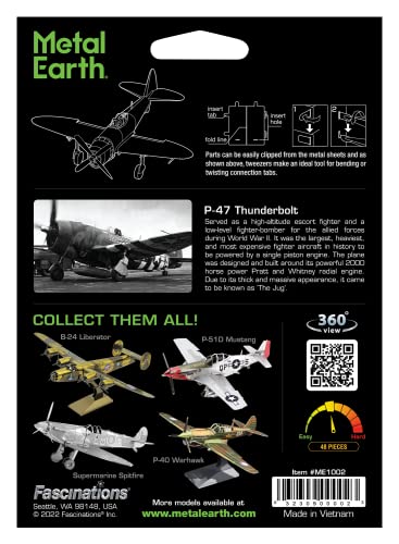 Metal Earth P-47 Thunderbolt 3D Metal Model Kit – 2 Sheet Moderate Difficulty 1:94 Scale