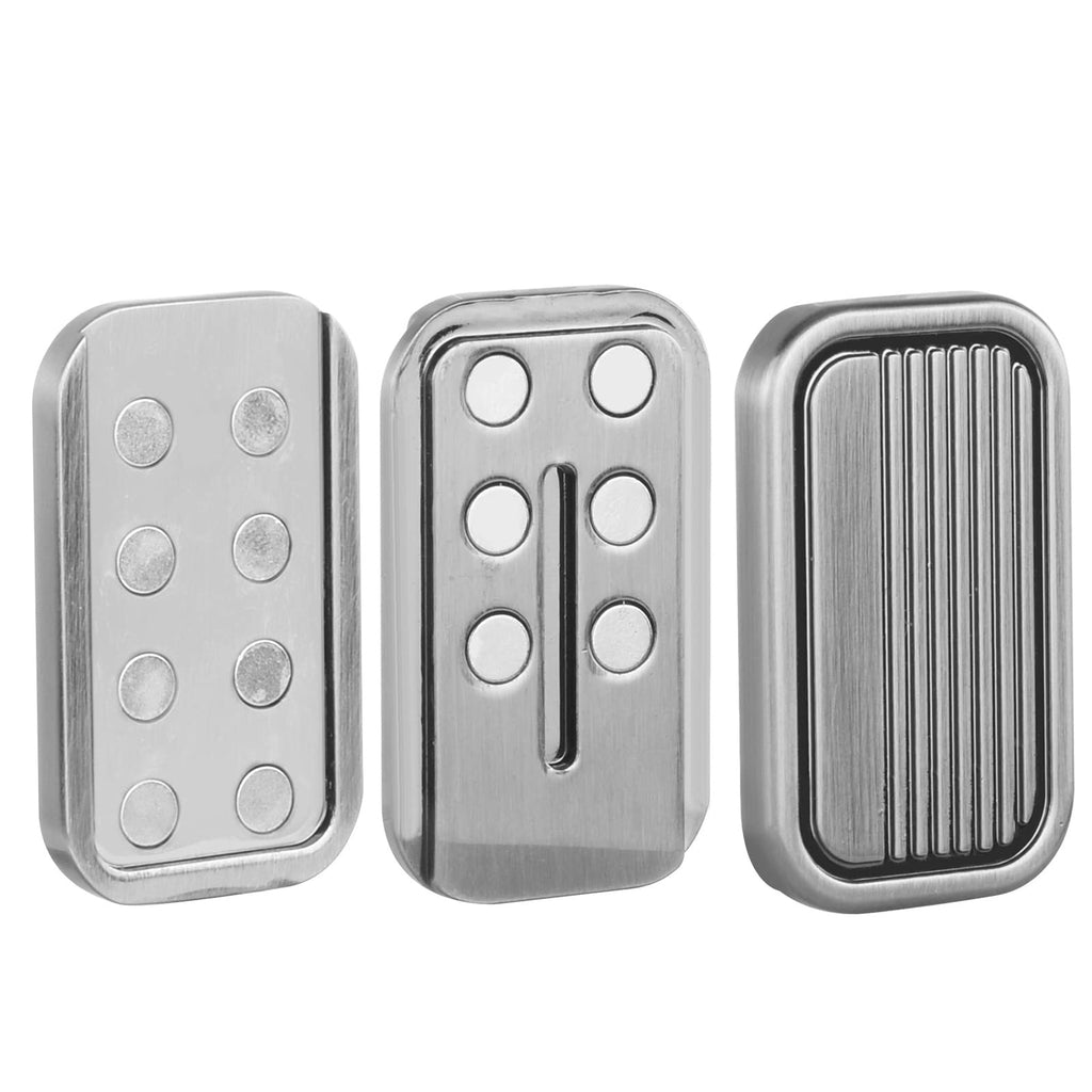 Metal Fidget Slider Magnetic Toy for Adults – EDC Stress Relief with Haptic Click – Stainless Steel Desk Toy (Silver, CP3)