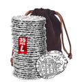 Metal Pirate Coins – 35 Silver Spanish Doubloon Replicas for Games, Costumes & Treasure Hunts (1.18")