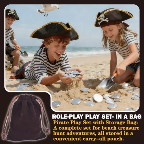 Metal Pirate Coins – 35 Silver Spanish Doubloon Replicas for Games, Costumes & Treasure Hunts (1.18")