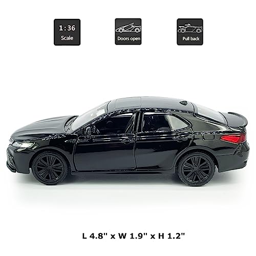Metanyl 1/36 Scale Camry XSE 2022 Diecast Car - Black, Pull Back, Doors Open, Alloy Metal Toy for Boys & Collectors