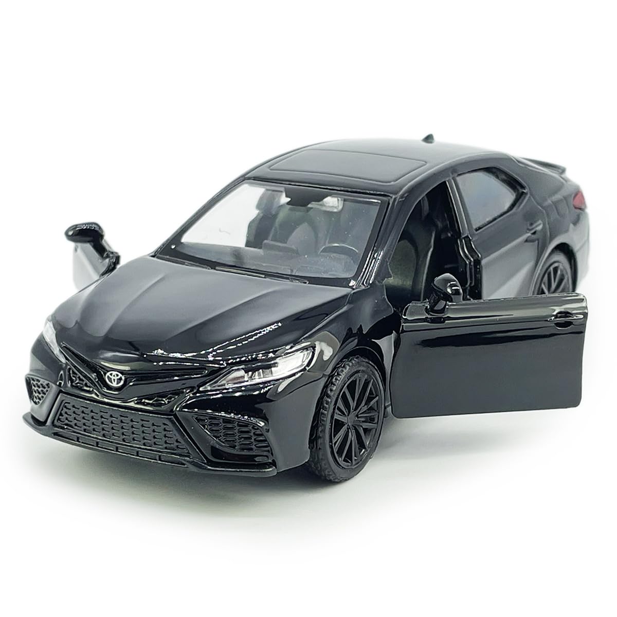 Metanyl 1/36 Scale Camry XSE 2022 Diecast Car - Black, Pull Back, Doors Open, Alloy Metal Toy for Boys & Collectors