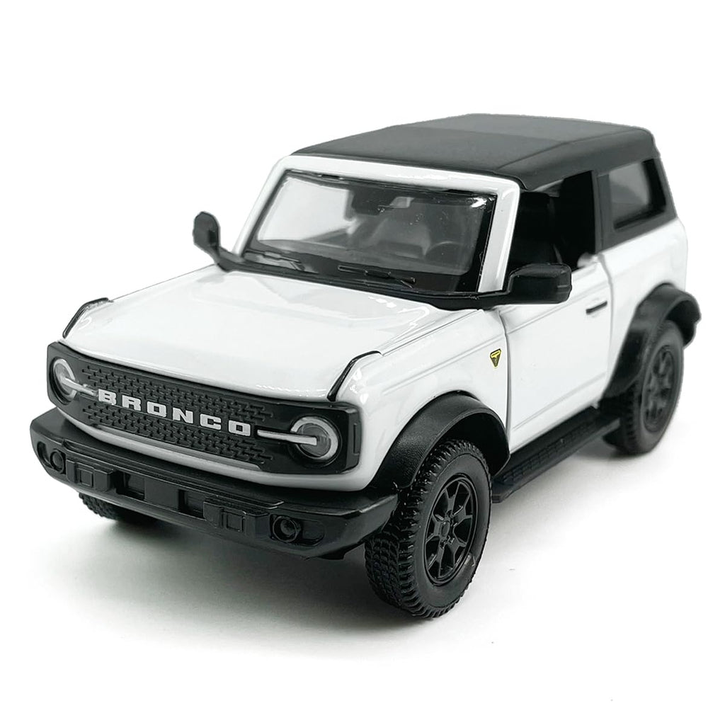 Metanyl 1/36 Scale Diecast 2-Door Bronco Badlands, White, Opening Doors, Pull-Back