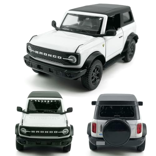 Metanyl 1/36 Scale Diecast 2-Door Bronco Badlands, White, Opening Doors, Pull-Back