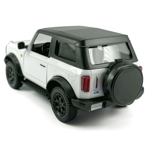 Metanyl 1/36 Scale Diecast 2-Door Bronco Badlands, White, Opening Doors, Pull-Back