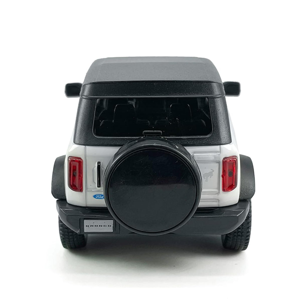 Metanyl 1/36 Scale Diecast 2-Door Bronco Badlands, White, Opening Doors, Pull-Back