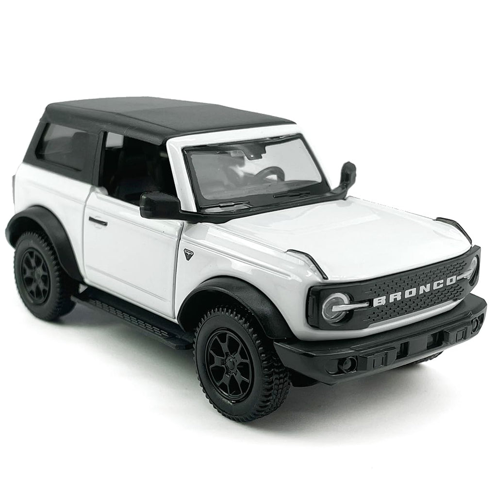 Metanyl 1/36 Scale Diecast 2-Door Bronco Badlands, White, Opening Doors, Pull-Back