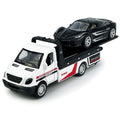 Metanyl Flatbed Truck Toy - Diecast Metal Pull Back Car Carrier with Working Flatbed for Boys Age 3+