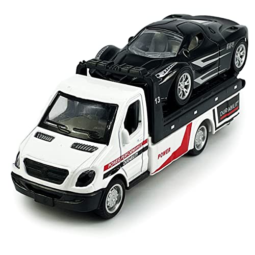 Metanyl Flatbed Truck Toy - Diecast Metal Pull Back Car Carrier with Working Flatbed for Boys Age 3+