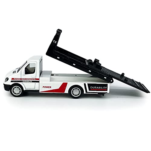 Metanyl Flatbed Truck Toy - Diecast Metal Pull Back Car Carrier with Working Flatbed for Boys Age 3+